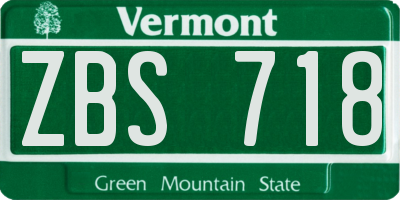VT license plate ZBS718