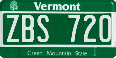 VT license plate ZBS720