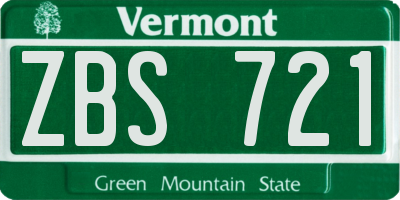 VT license plate ZBS721
