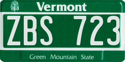 VT license plate ZBS723