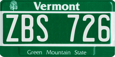 VT license plate ZBS726