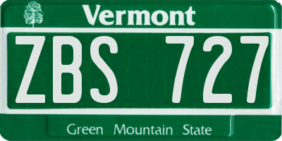VT license plate ZBS727