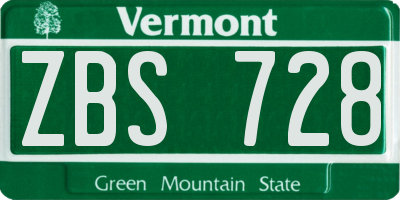 VT license plate ZBS728