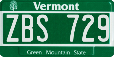 VT license plate ZBS729