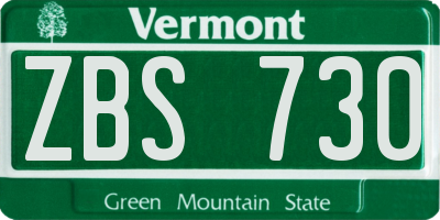 VT license plate ZBS730