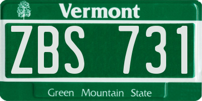 VT license plate ZBS731