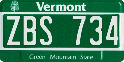VT license plate ZBS734