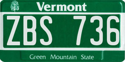 VT license plate ZBS736