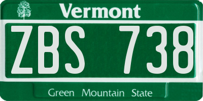VT license plate ZBS738