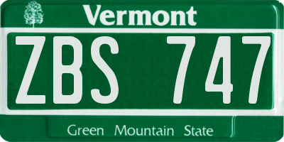 VT license plate ZBS747