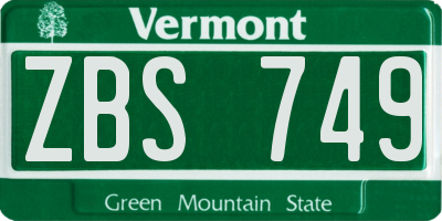VT license plate ZBS749
