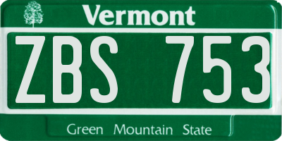 VT license plate ZBS753