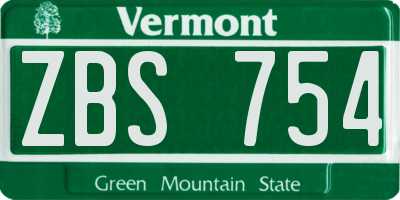 VT license plate ZBS754