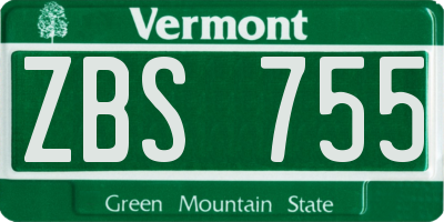 VT license plate ZBS755