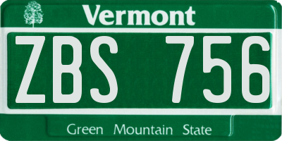 VT license plate ZBS756