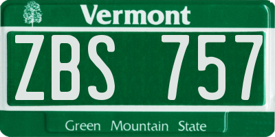 VT license plate ZBS757