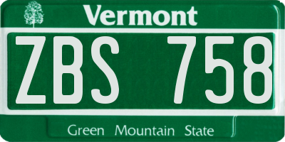 VT license plate ZBS758