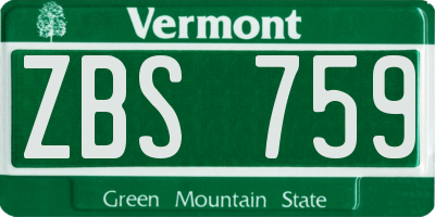 VT license plate ZBS759