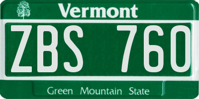VT license plate ZBS760