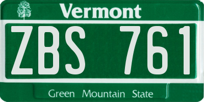 VT license plate ZBS761