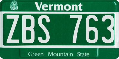 VT license plate ZBS763