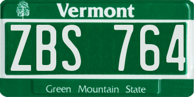 VT license plate ZBS764