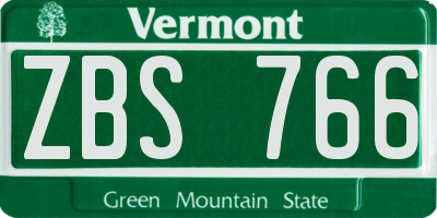 VT license plate ZBS766