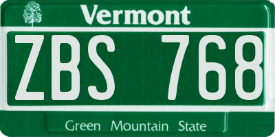 VT license plate ZBS768
