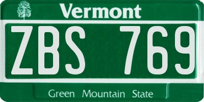 VT license plate ZBS769
