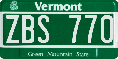 VT license plate ZBS770