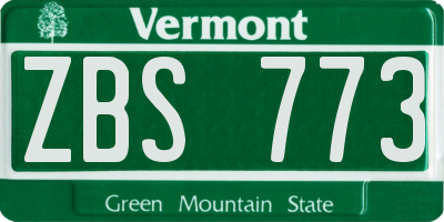 VT license plate ZBS773