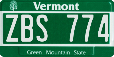 VT license plate ZBS774