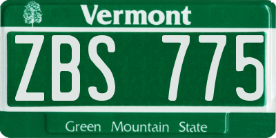 VT license plate ZBS775