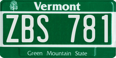VT license plate ZBS781