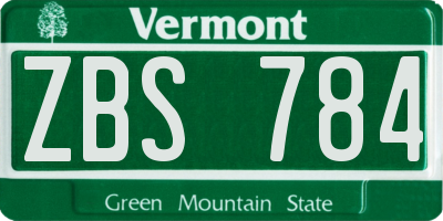 VT license plate ZBS784