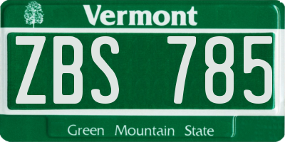 VT license plate ZBS785
