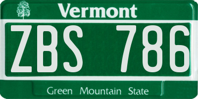 VT license plate ZBS786