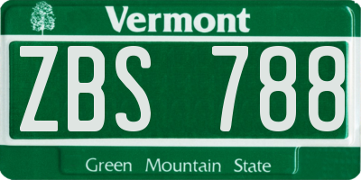 VT license plate ZBS788