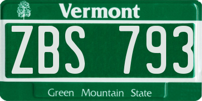 VT license plate ZBS793