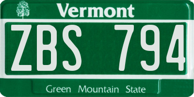 VT license plate ZBS794