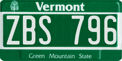 VT license plate ZBS796