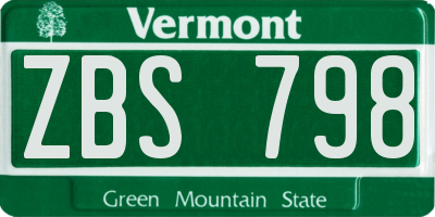 VT license plate ZBS798