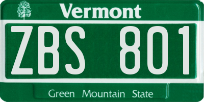 VT license plate ZBS801