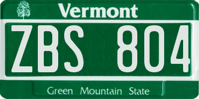 VT license plate ZBS804