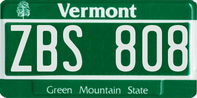 VT license plate ZBS808