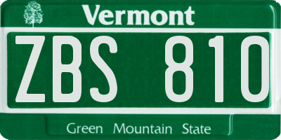 VT license plate ZBS810