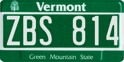 VT license plate ZBS814