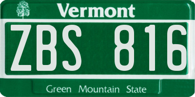 VT license plate ZBS816