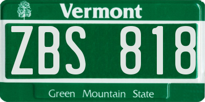 VT license plate ZBS818