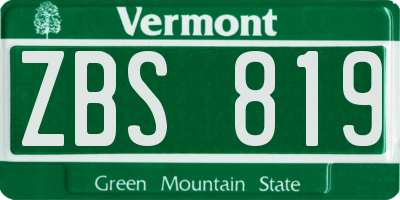 VT license plate ZBS819